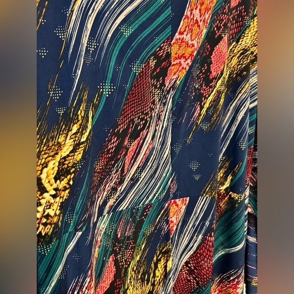 Signature by Robbie Bee Multicolor w Gold Tie Knot Dress Bell Sleeves Si… - Picture 16 of 17